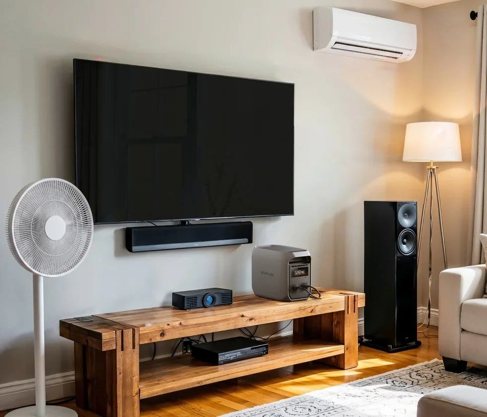 Fan, lights and TV through a brownout